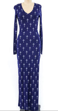 Load image into Gallery viewer, Vintage GIANNI VERSACE Versus Blue Cross Print Long Sleeves Dress XS Small 0 2 4
