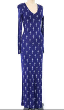 Load image into Gallery viewer, Vintage GIANNI VERSACE Versus Blue Cross Print Long Sleeves Dress XS Small 0 2 4