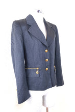 Load image into Gallery viewer, ESCADA Margaretha Ley Grey Wool Gold Buttons Blazer Jacket Tuxedo Small 34 2 4