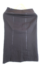 Load image into Gallery viewer, YSL Yves Saint LAURENT RIve GAUCHE Brown Wool Pencil Skirt Leather Accent Skirt Small 36 0 2 4