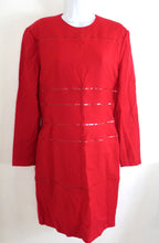 Load image into Gallery viewer, Vintage GIANFRANCO FERRE Red Wool Leather Long SLeeve Dei Matiolli Dress 42 Small Medium 4 6 7