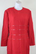 Load image into Gallery viewer, Vintage GIANFRANCO FERRE Red Wool Leather Long SLeeve Dei Matiolli Dress 42 Small Medium 4 6 7