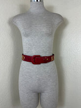 Load image into Gallery viewer, Vintage Karl Lagerfeld Red Leather Spell Out Logo Belt 70 28 Fan Charm France