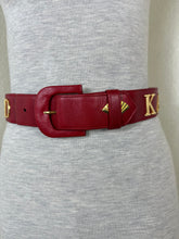 Load image into Gallery viewer, Vintage Karl Lagerfeld Red Leather Spell Out Logo Belt 70 28 Fan Charm France
