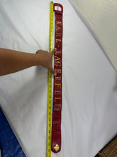 Load image into Gallery viewer, Vintage Karl Lagerfeld Red Leather Spell Out Logo Belt 70 28 Fan Charm France