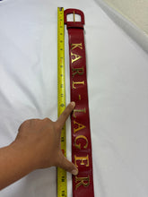 Load image into Gallery viewer, Vintage Karl Lagerfeld Red Leather Spell Out Logo Belt 70 28 Fan Charm France