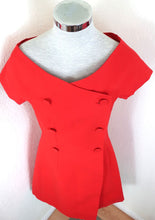 Load image into Gallery viewer, Vintage CHRISTIAN DIOR Skater Double Breasted Button Military Red Wool Dress Small 2 3 4