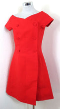 Load image into Gallery viewer, Vintage CHRISTIAN DIOR Skater Double Breasted Button Military Red Wool Dress Small 2 3 4