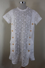 Load image into Gallery viewer, SACAI White Mesh Perforated Short Sleeve Cotton Dress Small 0 2 3