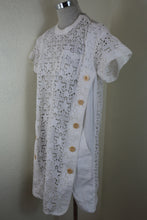 Load image into Gallery viewer, SACAI White Mesh Perforated Short Sleeve Cotton Dress Small 0 2 3