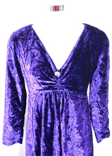 Load image into Gallery viewer, Vintage DOLCE & GABBANA Velvet Purple Gemstone Long Sleeve Gown Dress S M 42 6 7 8