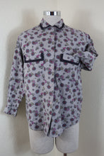 Load image into Gallery viewer, Vintage CHRISTIAN DIOR Sports Linen Floral Purple LS Button Top Blouse XS Small 0 2 4