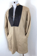 Load image into Gallery viewer, CELINE Khaki Brown Cotton Lambskin Leather L/S Pockets Mini Pullover Dress XS Small 34 0 2 4