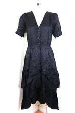 Load image into Gallery viewer, THE KOOPLES Viscose Black Vneck Short SLeeve Hi Low Classic Dress XS Small 0 2