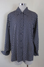 Load image into Gallery viewer, Vintage YSL Saint LAURENT Black Polka Dots Long Sleeve Silk Top Small 4 5 6