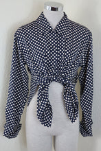 Load image into Gallery viewer, Vintage YSL Saint LAURENT Black Polka Dots Long Sleeve Silk Top Small 4 5 6