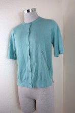 Load image into Gallery viewer, BRUNELLO CUCINELLI Linen Blend Monili Blue Short Sleeve Knitted Sweater Top Vest Medium 6 7 8