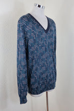 Load image into Gallery viewer, BOTTEGA VENETA Blue Cashmere Polka Sweatshirt Long Sleeve Top Large Sz 44 48 50
