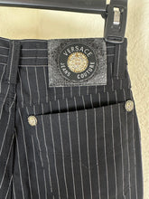 Load image into Gallery viewer, Vintage Versace Jeans Couture Black Pinstripe Trousers Pants Medusa Italy 28 42 Small