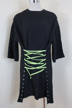 Load image into Gallery viewer, New NWT VERSUS Versace Black Classic Long SLeeve Tie Rope Lace Dress Small Sz 42 4 6 7