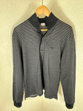 Load image into Gallery viewer, Dior Homme Men's Size 50 Striped Long-Sleeve Knit Polo Shirt Bee Logo Gray Black