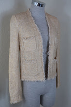 Load image into Gallery viewer, L' AGENCE Yellow Fringes Tweed Cropped Cotton Blazer Jacket Top Small XS 0 1 2