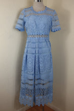 Load image into Gallery viewer, MAJE Crochet Blue Short SLeeve Maxi Sheer Mesh Dress XS Small 0 2 4