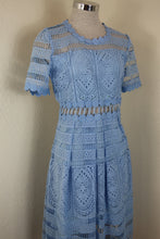 Load image into Gallery viewer, MAJE Crochet Blue Short SLeeve Maxi Sheer Mesh Dress XS Small 0 2 4