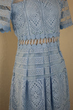 Load image into Gallery viewer, MAJE Crochet Blue Short SLeeve Maxi Sheer Mesh Dress XS Small 0 2 4