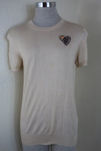 Load image into Gallery viewer, CHRISTIAN DIOR Cashmere Silk Embroidery Logo Short Sleeve Top Sweater Cardigan Small XS 0 2 4