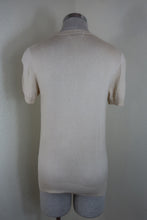 Load image into Gallery viewer, CHRISTIAN DIOR Cashmere Silk Embroidery Logo Short Sleeve Top Sweater Cardigan Small XS 0 2 4