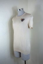 Load image into Gallery viewer, CHRISTIAN DIOR Cashmere Silk Embroidery Logo Short Sleeve Top Sweater Cardigan Small XS 0 2 4