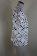 Load image into Gallery viewer, HERMES Printed V-Neck White Cotton Tee T Shirt Top Blouse Medium Sz 42 7 8 10