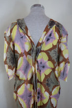 Load image into Gallery viewer, MARNI Yellow Brown Silk Flutter Collared Vneck Floral Light Summer Dress Small 38 2 4 6