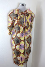 Load image into Gallery viewer, MARNI Yellow Brown Silk Flutter Collared Vneck Floral Light Summer Dress Small 38 2 4 6
