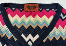 Load image into Gallery viewer, Vintage Missoni Italy Chevron Zigzag Knit Cardigan Fuchsia Navy IT 40 US 4 XS Small 2 4
