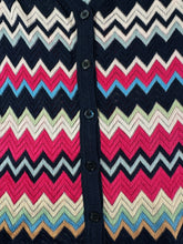 Load image into Gallery viewer, Vintage Missoni Italy Chevron Zigzag Knit Cardigan Fuchsia Navy IT 40 US 4 XS Small 2 4