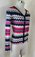 Load image into Gallery viewer, Vintage Missoni Italy Chevron Zigzag Knit Cardigan Fuchsia Navy IT 40 US 4 XS Small 2 4