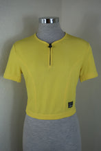 Load image into Gallery viewer, Rare Vintage GIANNI VERSACE Jeans Couture Lime Yellow Cropped Zip Top Shirt S M L 6 7 8