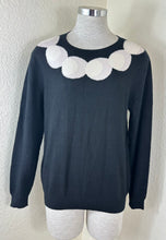 Load image into Gallery viewer, Boutique Moschino Black 100% Cashmere Sweater White Peter Pan Circle Collar M 4 6 7