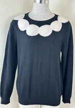 Load image into Gallery viewer, Boutique Moschino Black 100% Cashmere Sweater White Peter Pan Circle Collar M 4 6 7