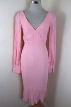 Load image into Gallery viewer, Red VALENTINO Vintage Pink Long Sleeve Vneck Mermaid Viscose Cocktail Dress Small 42 4 5 6