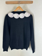 Load image into Gallery viewer, Boutique Moschino Black 100% Cashmere Sweater White Peter Pan Circle Collar M 4 6 7