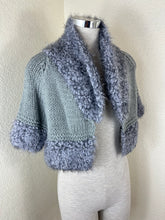 Load image into Gallery viewer, Emilio Pucci Gray Chunky Knit Cardigan Sweater Faux Fur Trim Metallic Open Front XS Small 0 2 4