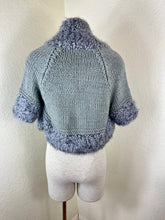 Load image into Gallery viewer, Emilio Pucci Gray Chunky Knit Cardigan Sweater Faux Fur Trim Metallic Open Front XS Small 0 2 4