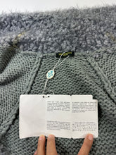 Load image into Gallery viewer, Emilio Pucci Gray Chunky Knit Cardigan Sweater Faux Fur Trim Metallic Open Front XS Small 0 2 4