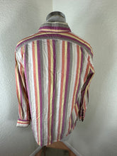Load image into Gallery viewer, Louis Vuitton Striped Silk Cotton Blouse Top 40 M Quilted Padded Shoulder Cuff V-Neck Small Medium 6 7 8