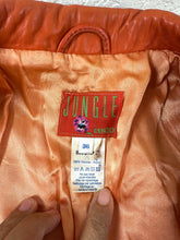 Load image into Gallery viewer, Vintage KENZO JUNGLE Orange Lambskin Leather Jacket Blazer Made In Belgium Sz 36 Small 2 4