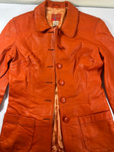 Load image into Gallery viewer, Vintage KENZO JUNGLE Orange Lambskin Leather Jacket Blazer Made In Belgium Sz 36 Small 2 4