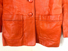 Load image into Gallery viewer, Vintage KENZO JUNGLE Orange Lambskin Leather Jacket Blazer Made In Belgium Sz 36 Small 2 4
